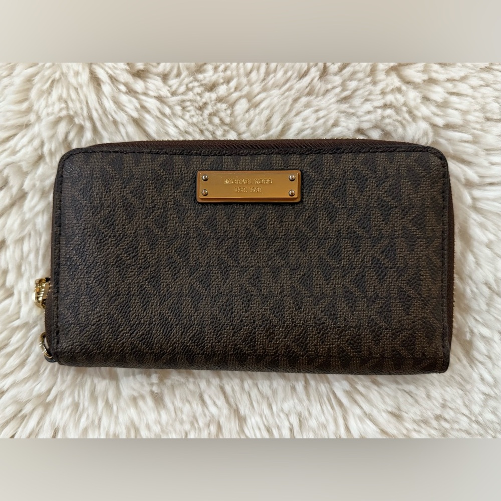 Michael Kors monogram wallet with Gold Accents